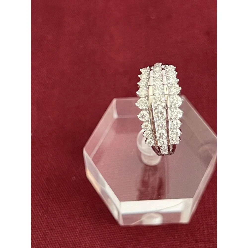 NEW PGL $1035.00 STUNNING SZ 7.5 1CT 3 ROW LAB CREATED DIAMOND DINNER RING (642)